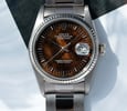 Rolex Datejust ref. 16019 with a burl wood dial, hero shot