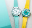 Christopher Ward C60 Trident Reef Acro White and Chalice Yellow side by side