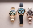 three 2025 Rolex Daytona models on tray