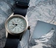 Hamilton Khaki Field Mechanical Zermatt Exclusive Edition flat on solid-color NATO strap