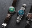 Seiko Presage Cocktail Time lineup on a grey slate