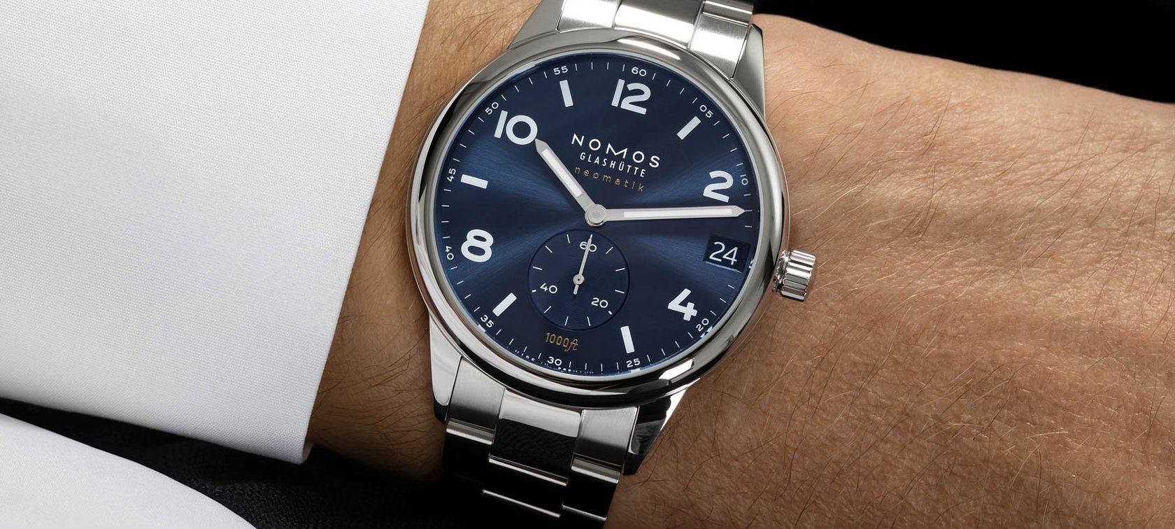 NOMOS Glashütte Club Sport Neomatik 42 Date With A Sunray Blue Dial And New Bracelet