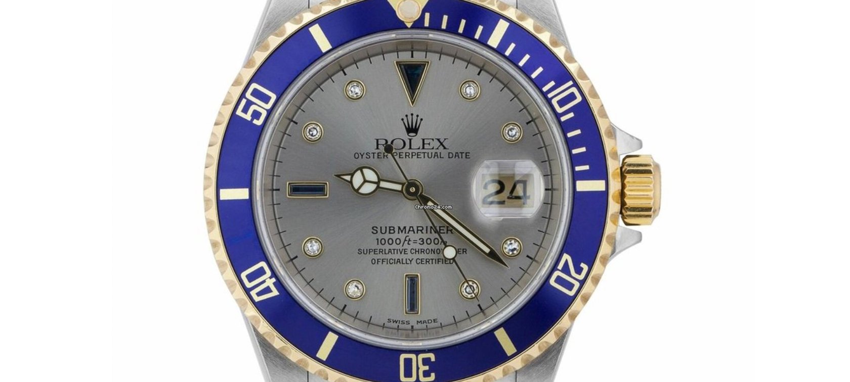 Rolex Submariner 16613 Silver Serti 6