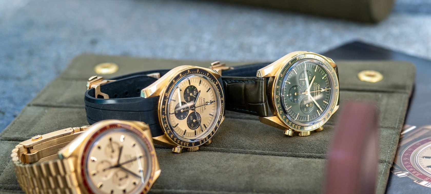 A Closer Look: All Three Speedmaster Professional Watches In Moonshine Gold