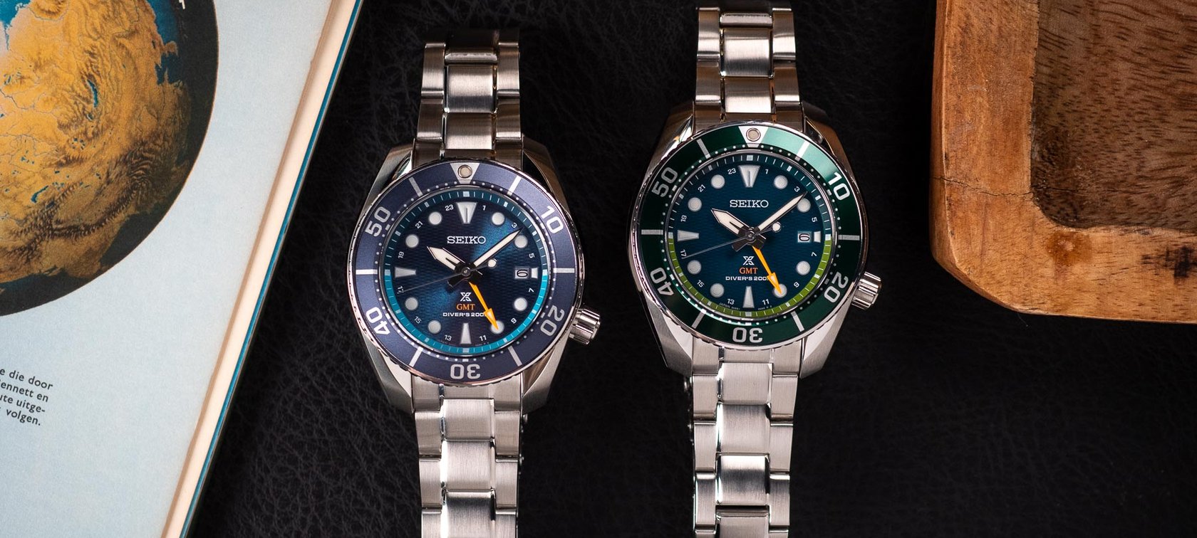 Seiko Prospex SFK001 and SFK003 side by side, flat