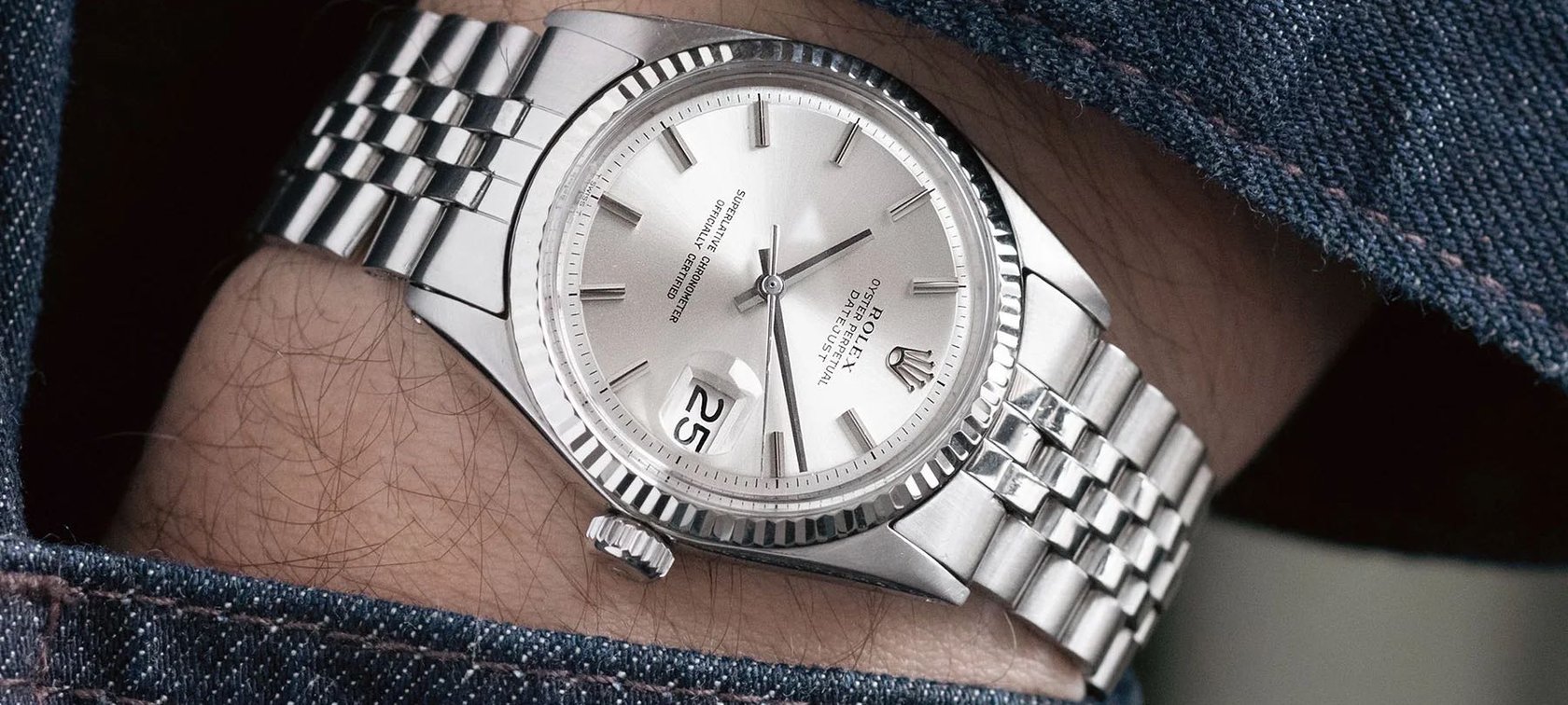 Rolex Datejust ref. 1601 with silver dial, pocket shot