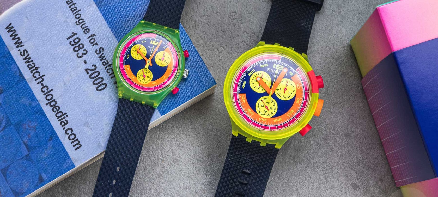 The Original 1992 Swatch Grand Prix Vs. The Brand-New Swatch Neon To The Max