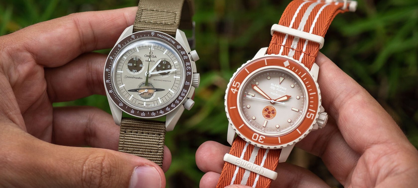 Blancpain × Swatch Scuba Fifty Fathoms Arctic Ocean and Omega × Swatch Speedmaster MoonSwatch Mission to Jupiter