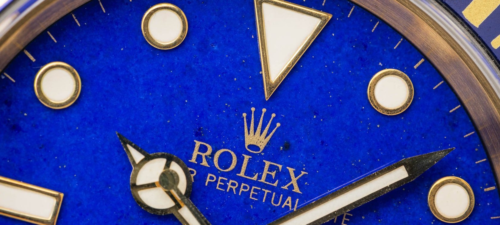 top 5 Rolex sports watches with stone dials — Rolex Submariner 16618 with lapis lazuli