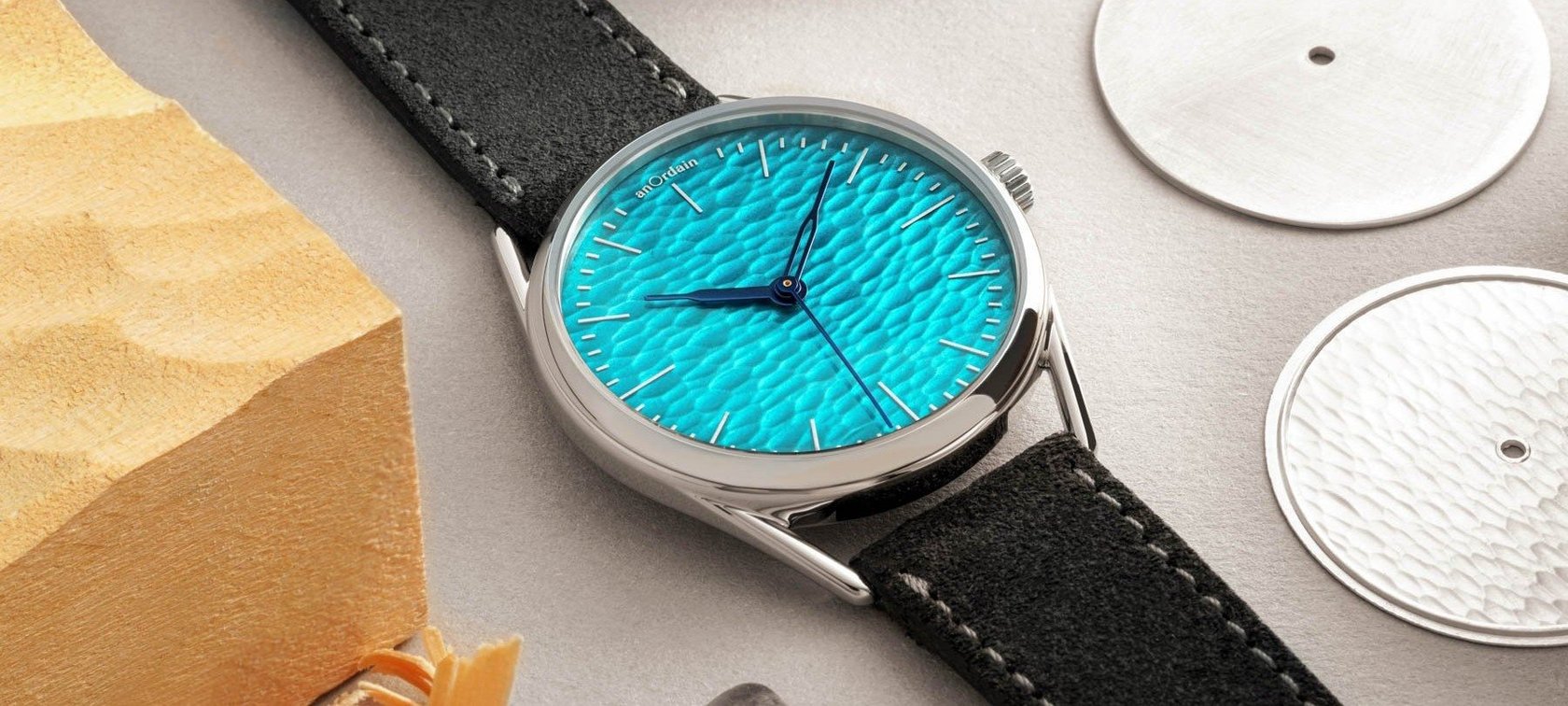 Introducing: The AnOrdain Model 3 Method With A Carved-Wood Pattern On The Dial