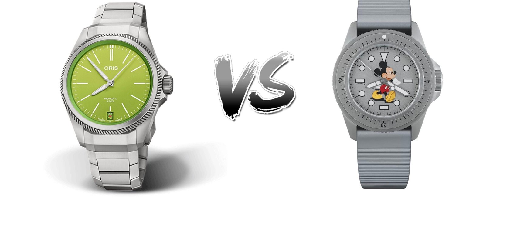 Sunday Morning Showdown: Oris ProPilot X Kermit Edition Vs. Unimatic Modello Uno Mickey Mouse