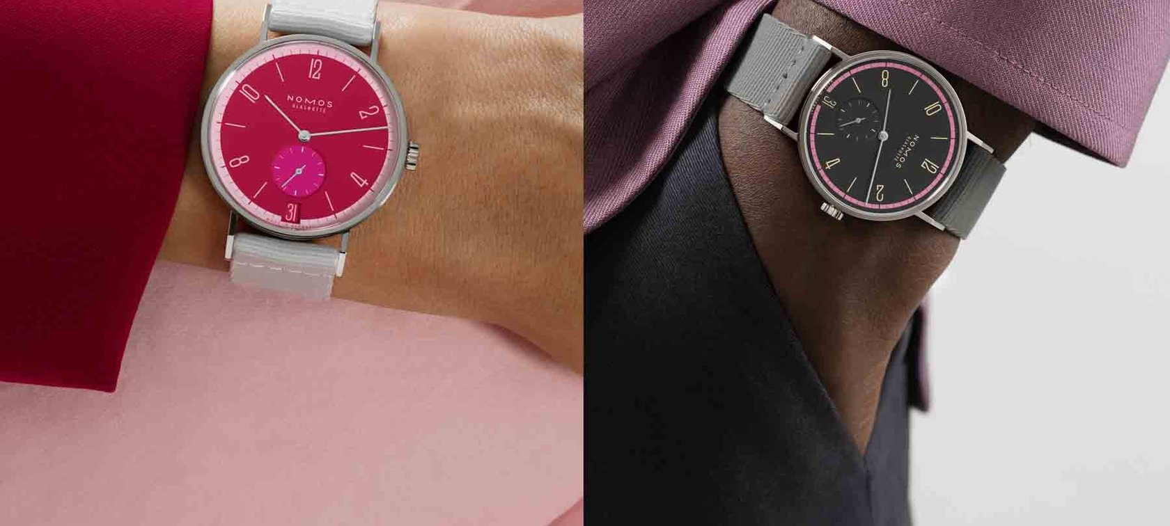 Nomos Tangente 38 models on wrists