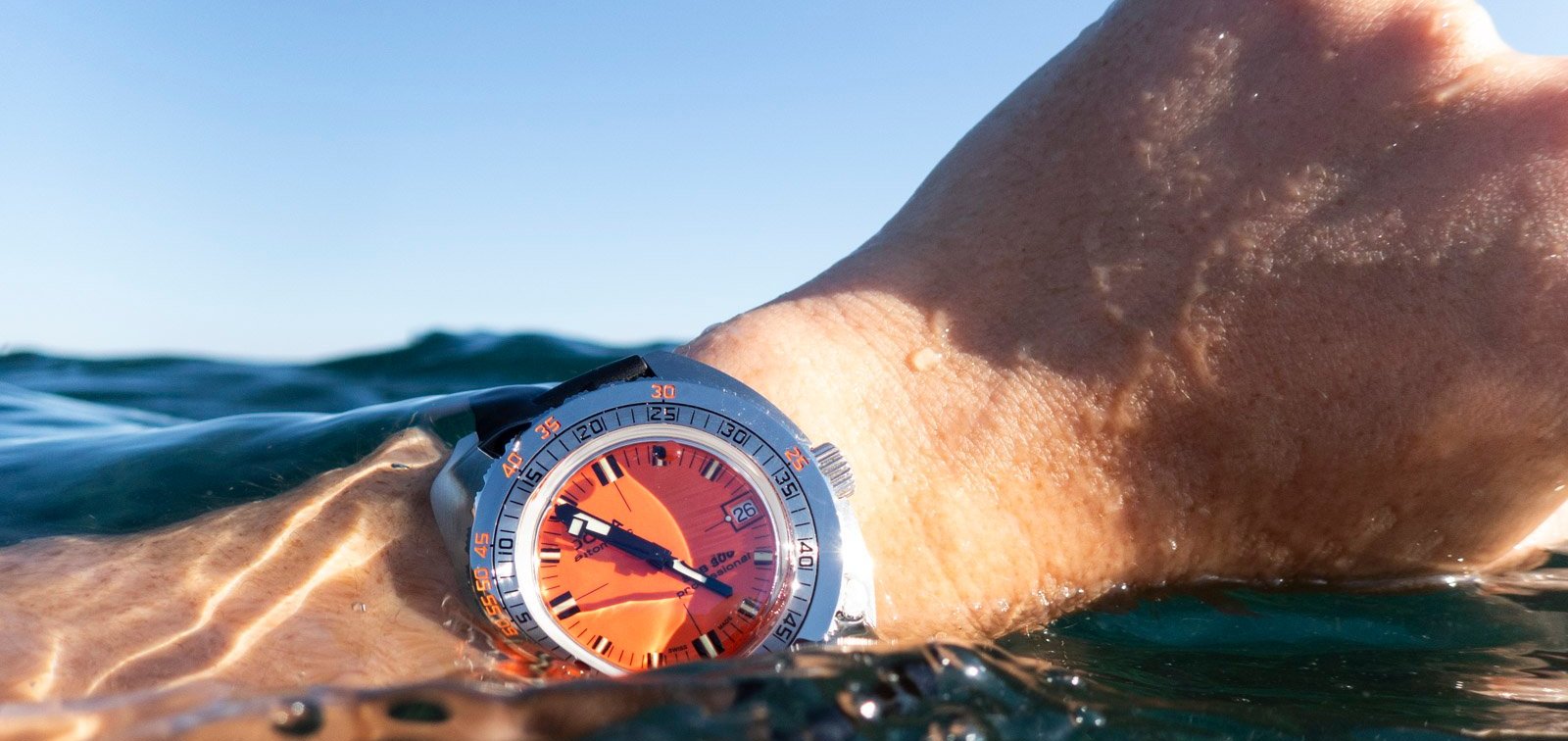 Doxa Sub 300 wrist shot water