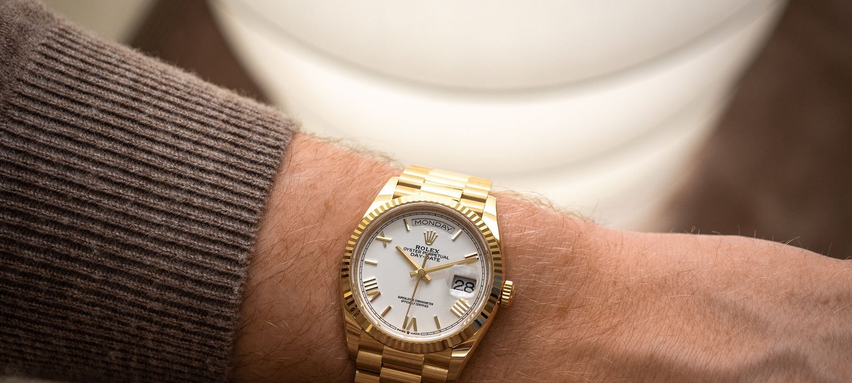 Hands-On: Rolex Day-Date With A White Dial And Deconstructed Roman Numerals