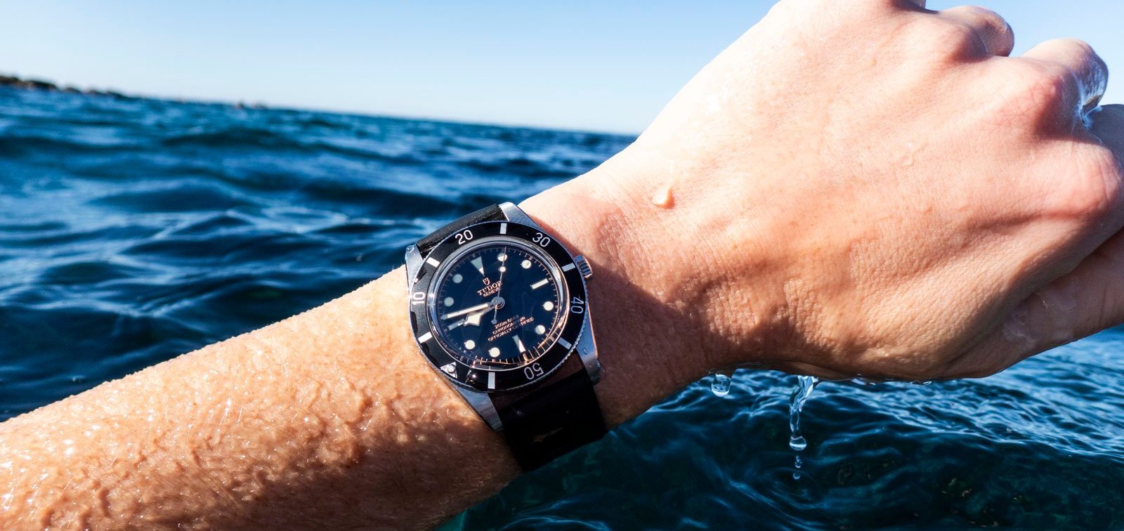 Tudor Black Bay 54 in water banner