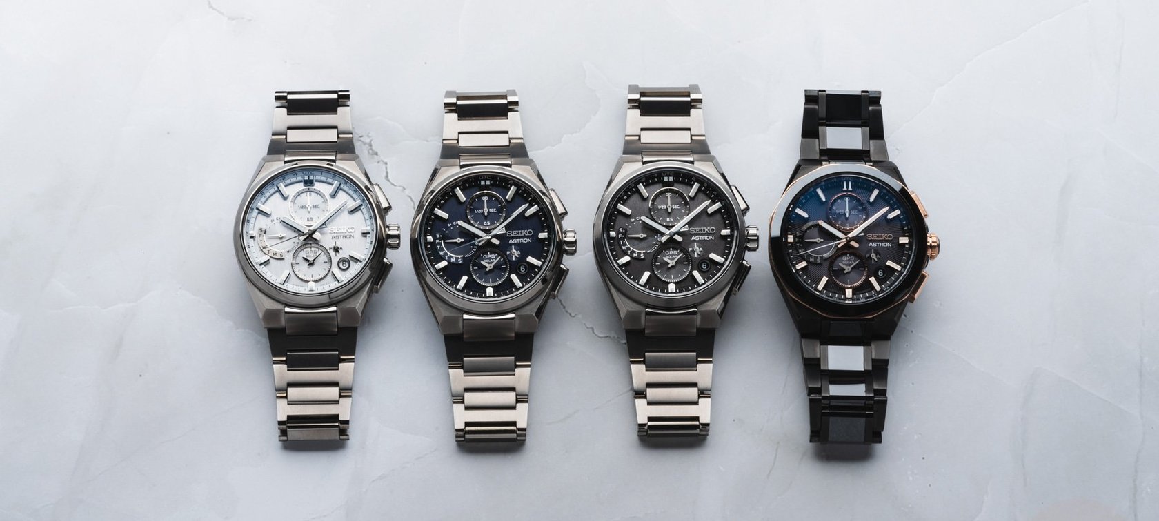 Seiko Astron GPS Solar Dual-Time Chronograph SSH159, SSH161, SSH163, and SSH158