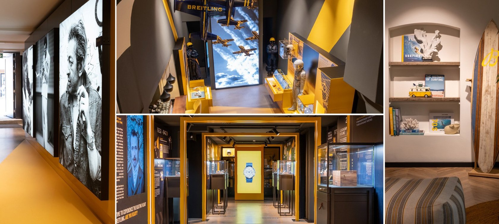 Breitling pop-up museum in Zurich collage