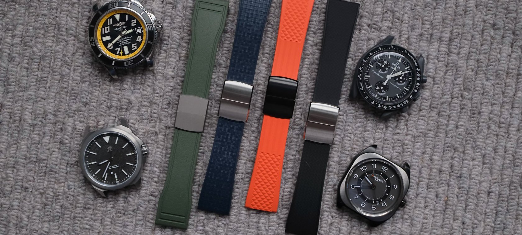 Delugs CTS Pilot, Mosaic, Tropic, and Waffle rubber straps