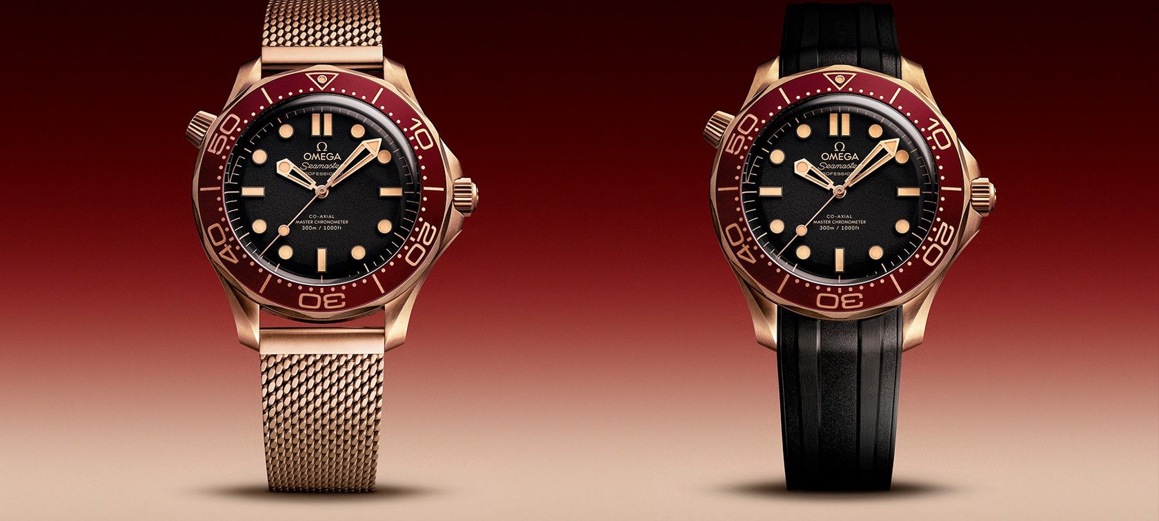 Omega Seamaster Diver 300M Bronze Gold Burgundy models header image