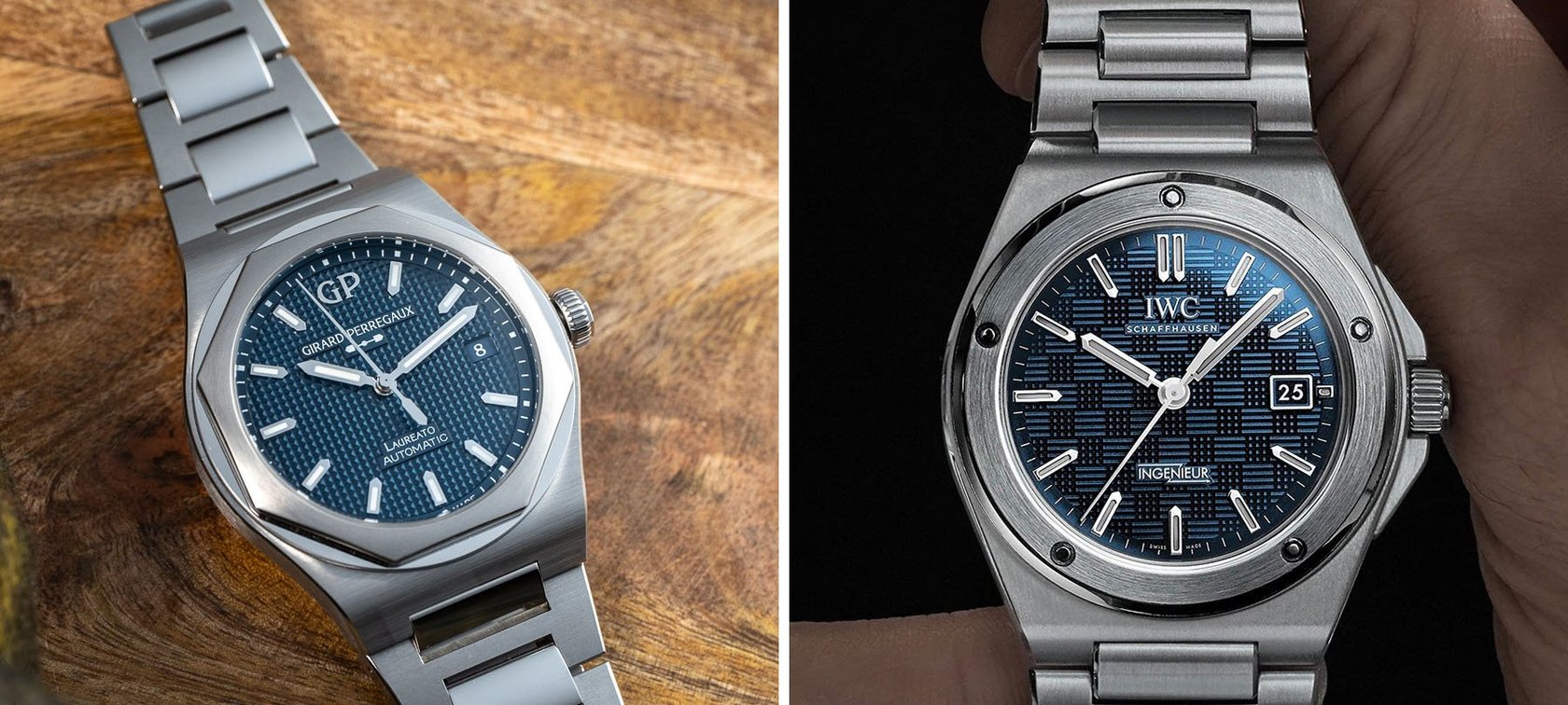 Girard-Perregaux Laureato 38mm vs. IWC Ingenieur Automatic 40 header