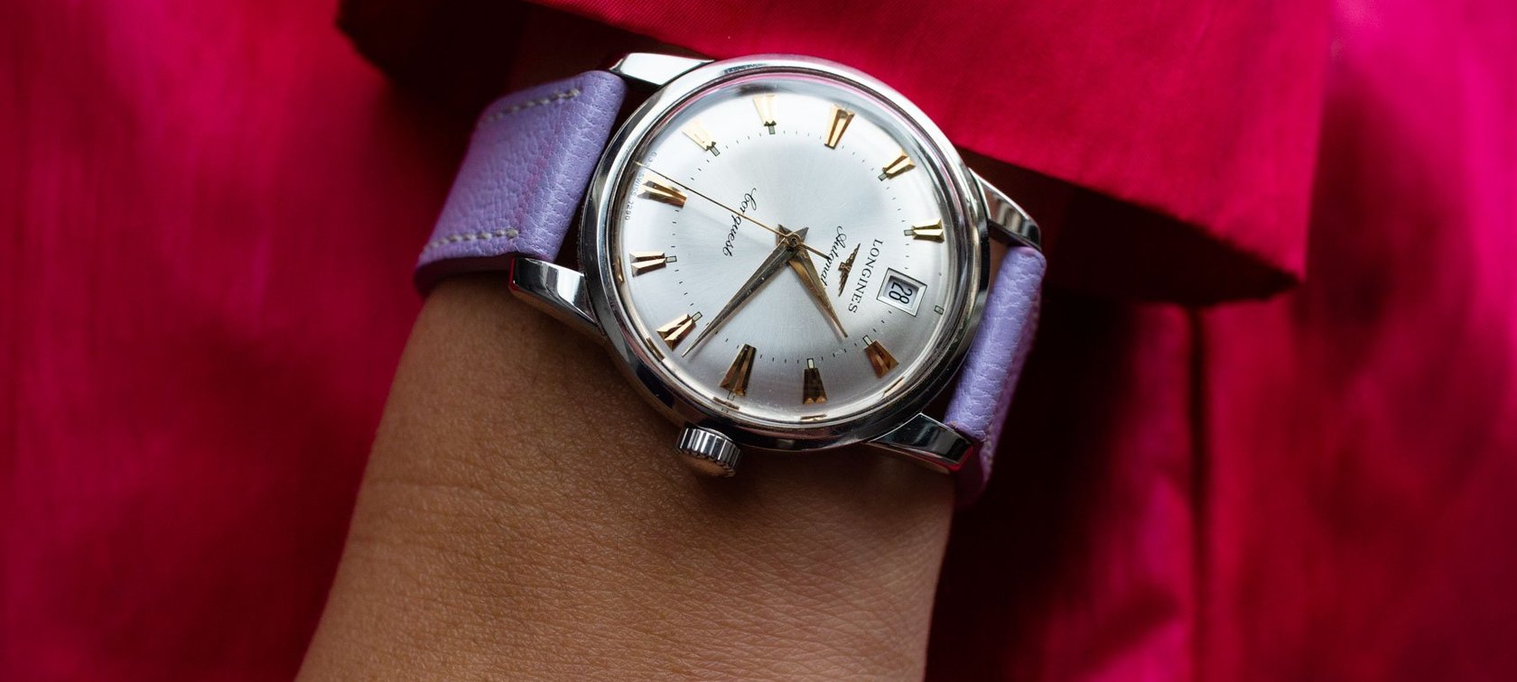 Colorful watch strap Longines lilac