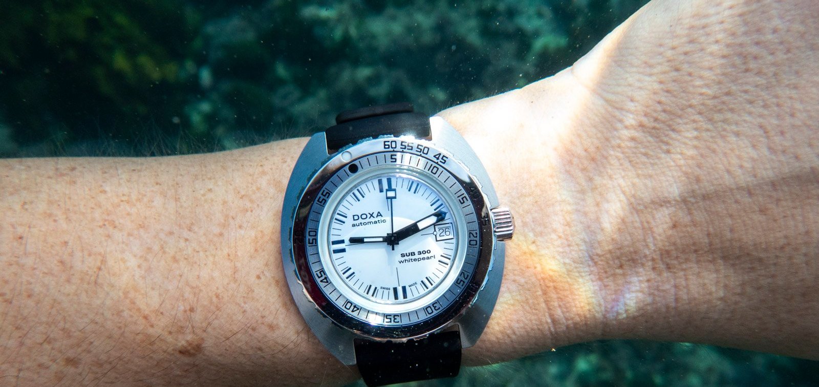 The Doxa Sub 300 Whitepearl Is Monochromatic Cool