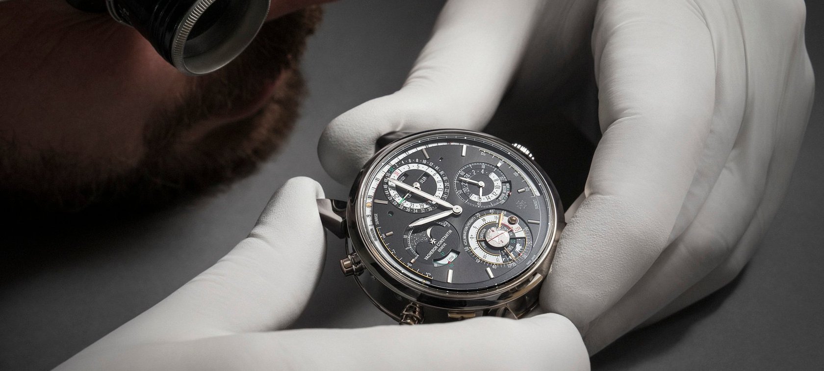 watchmaker inspecting Vacheron Constantin Les Cabinotiers Solaria Ultra Grand Complication