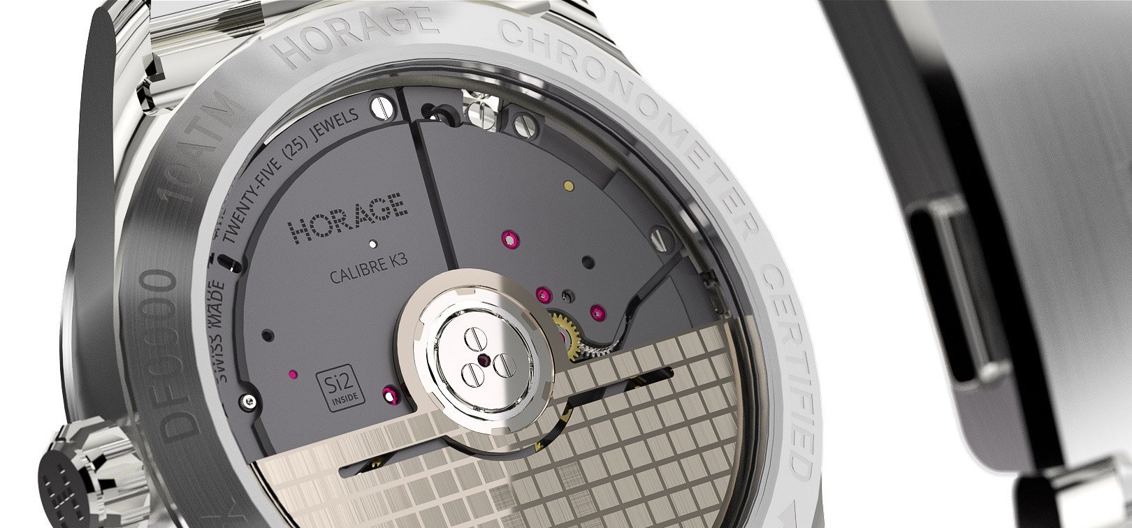 Horage DecaFlux case back and K3 movement