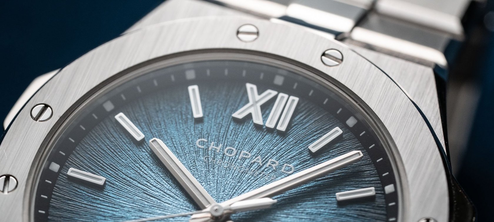 Chopard Alpine Eagle 41 XP CS Platinum dial up close