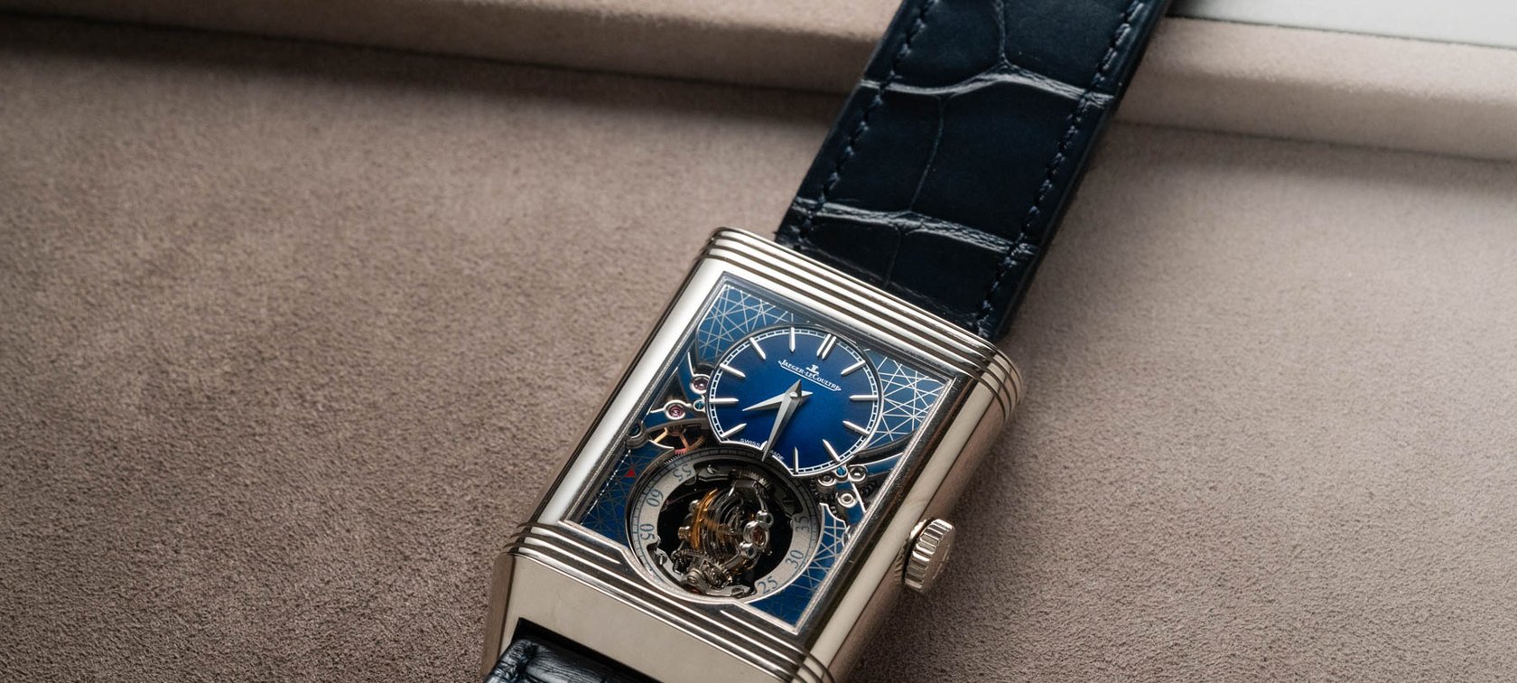 Jaeger-LeCoultre Reverso Hybris Artistica Calibre 179 flat on tray