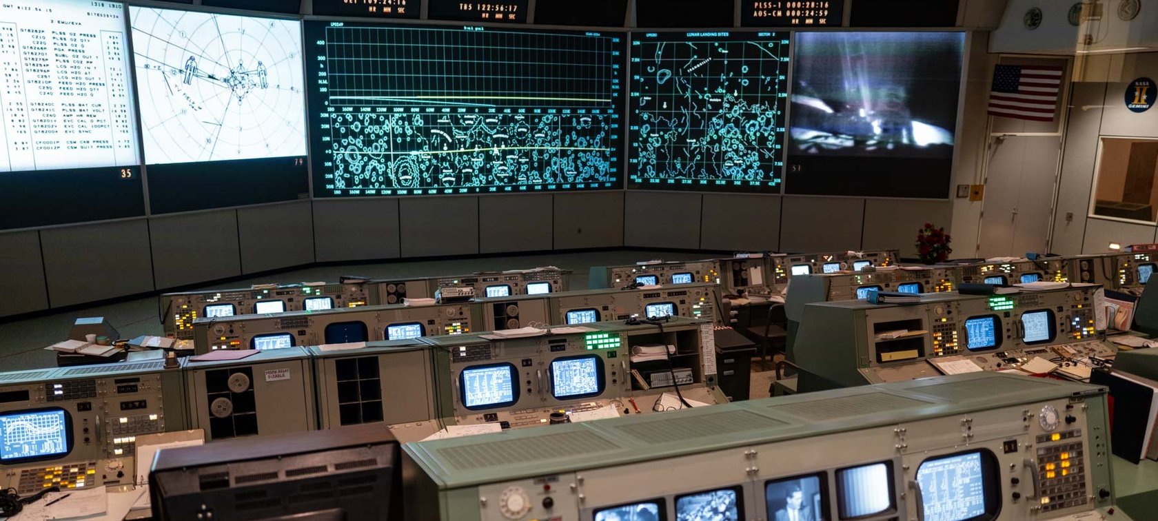 NASA Apollo 11 Mission Control Center as it looked in 1969