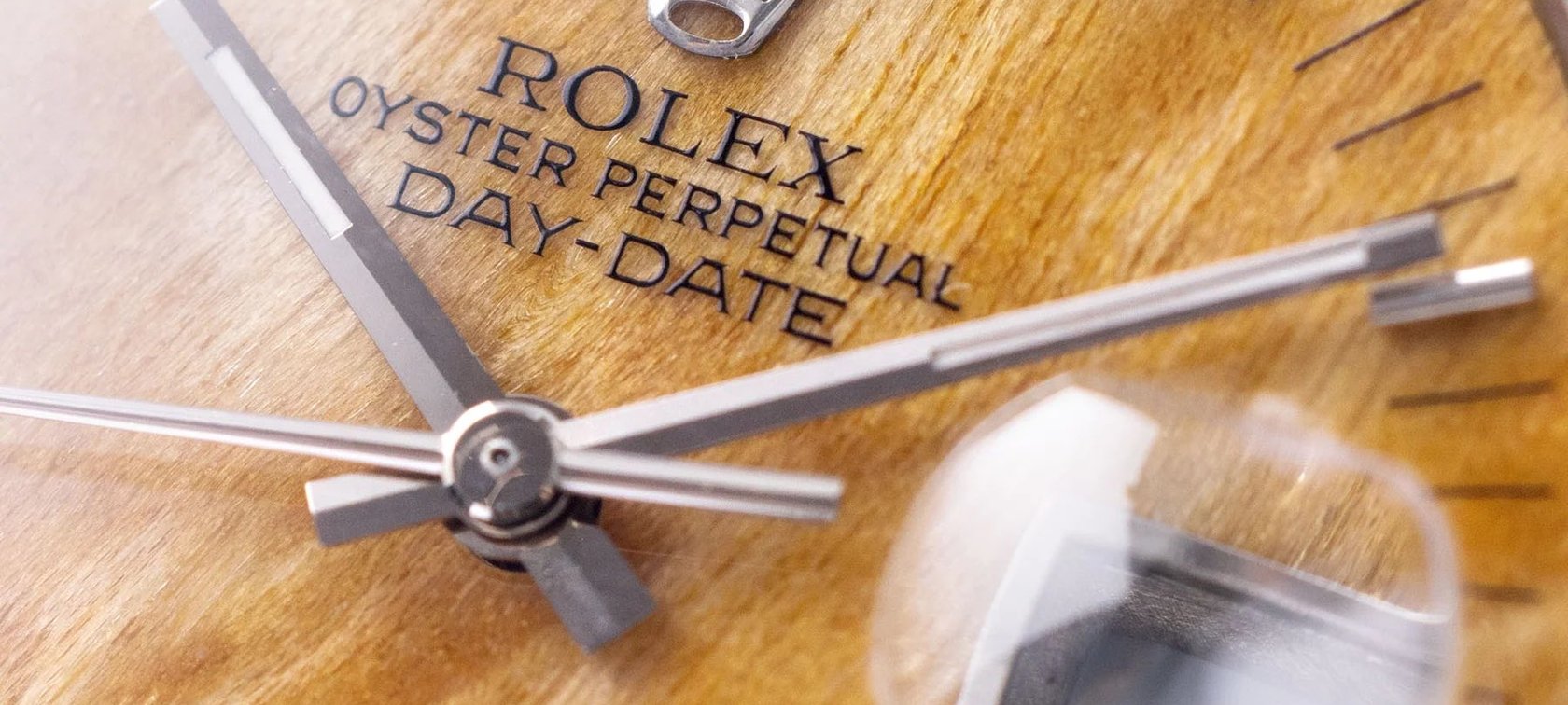Rolex Day-Date ref. 18239 birchwood dial up close