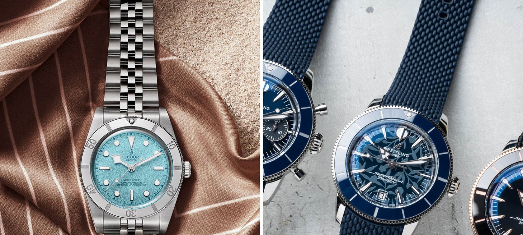 Sunday Morning Showdown: Tudor Black Bay 54 “Lagoon Blue” Vs. Breitling SuperOcean Heritage B31 Automatic 40 Kelly Slater Edition