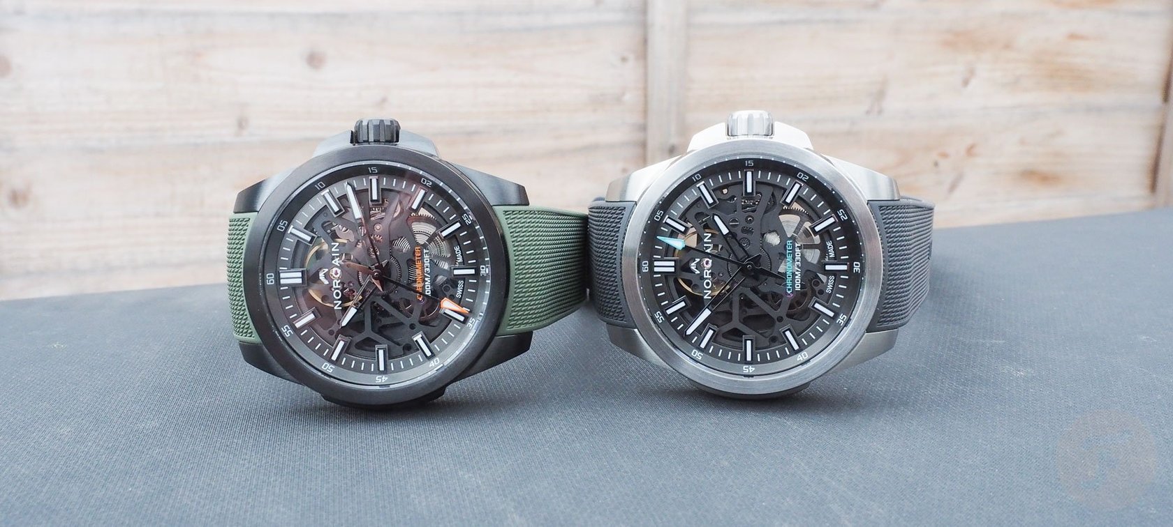 Norqain Independence Skeleton 40mm models side by side