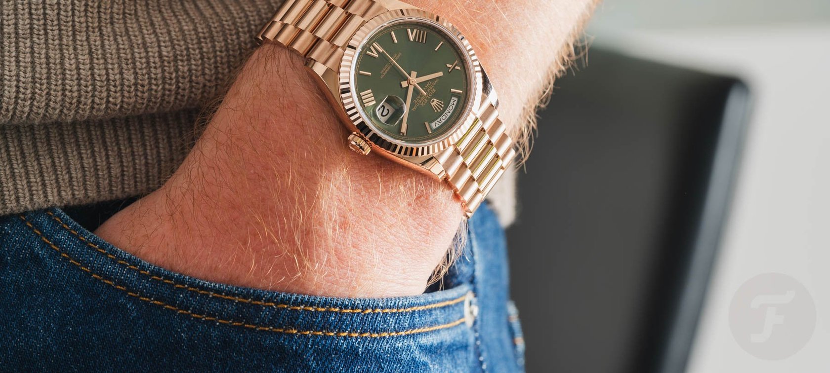 Hands-On With The Majestic Everose Gold Rolex Day-Date 36 With An Olive Green Dial