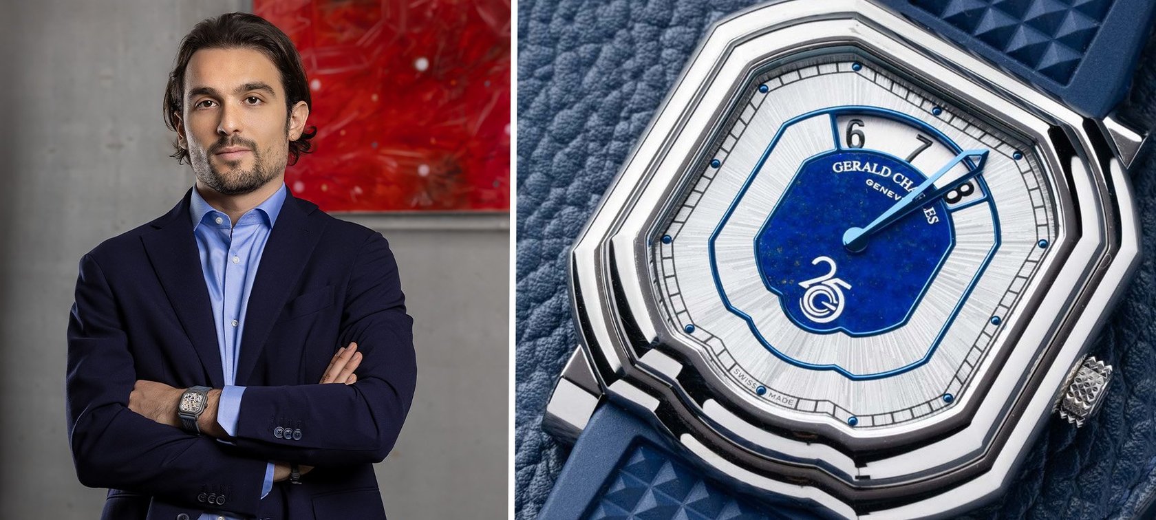 Gerald Charles CEO Federico Ziviani and Maestro GC39 25th Anniversary Edition collage