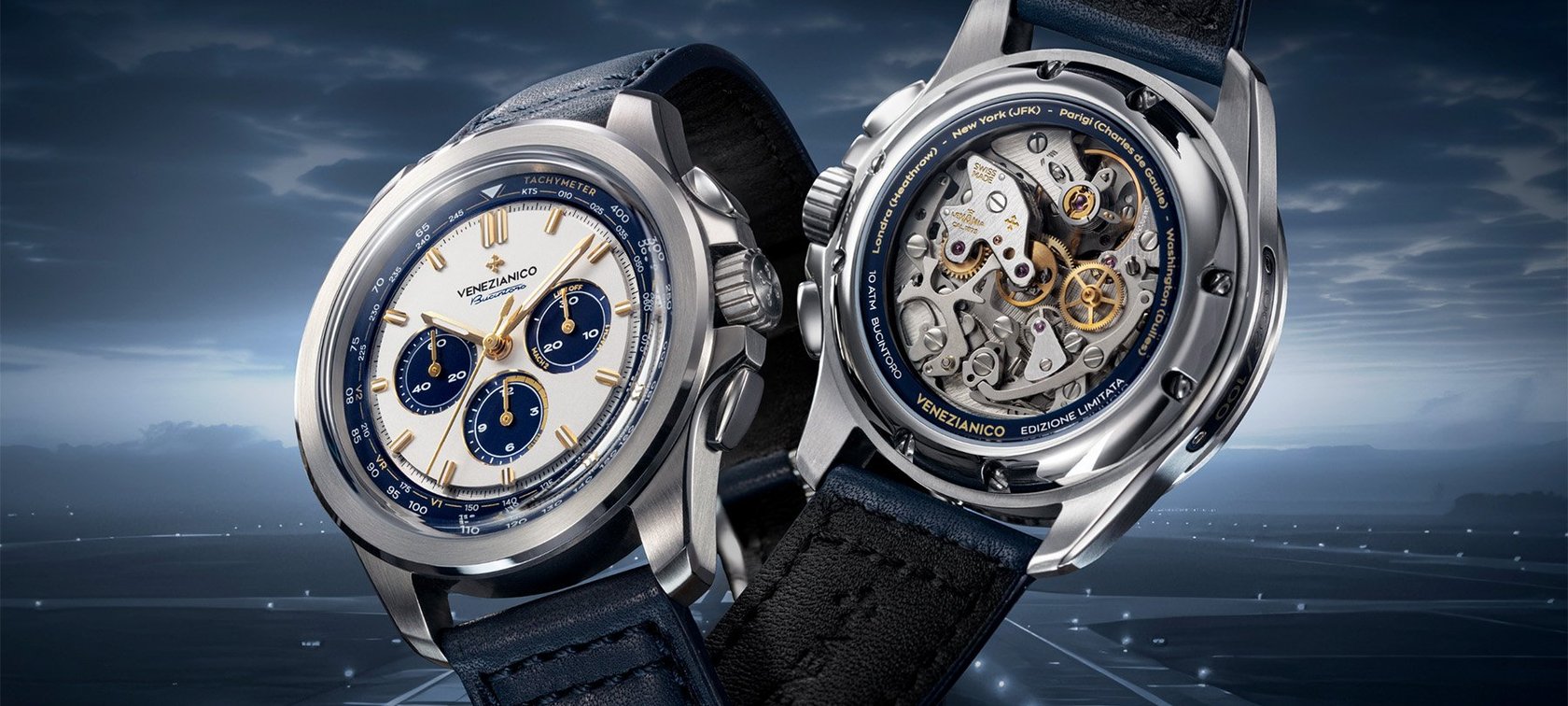 Venezianico Bucintoro 1976 Chronograph front and back, header image