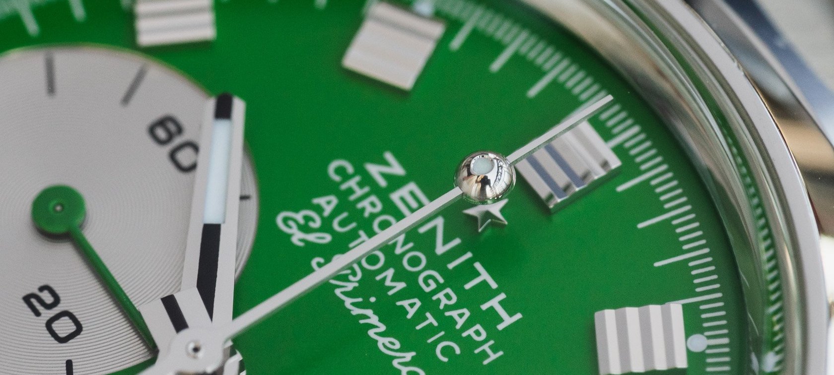 green-dial Zenith Defy Chronograph USM macro shot