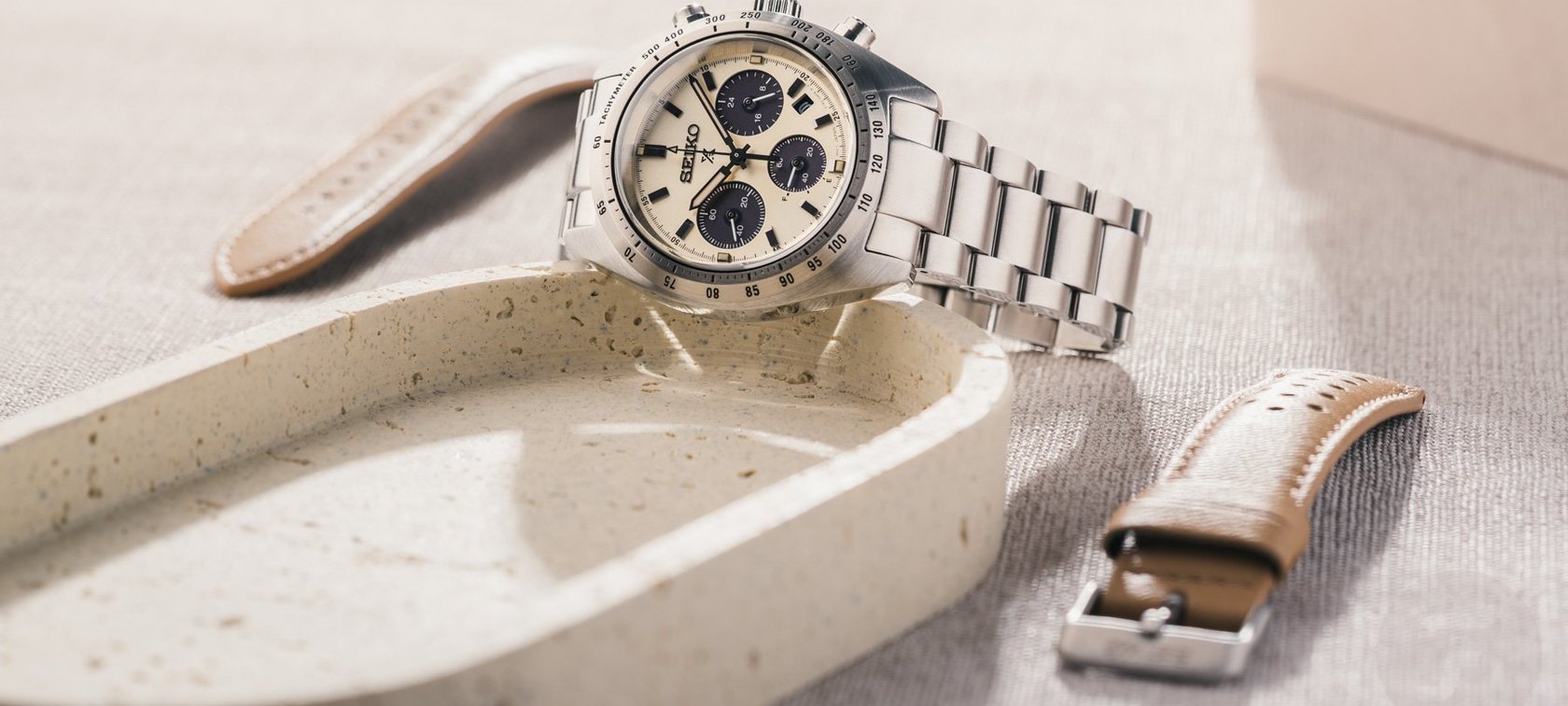 Seiko Speedtimer EU LE SSC959P1 on a table