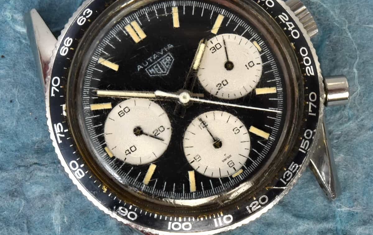 Heuer Autavia Lume Dial Head On 2