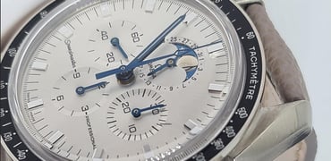 Omega Speedmaster White Gold Moonphase Watch 2
