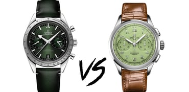 Sunday Morning Showdown: Green Chronographs — Breitling Premier B09 Vs. Omega Speedmaster ’57