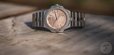 Chopard Alpine Eagle 41 XPS on wooden table, crown up