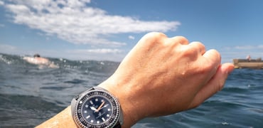 dive watches with heritage — Certina DS Super PH1000M on wrist in water