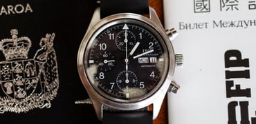 IWC Fliegerchronograph 3706 flat on passport