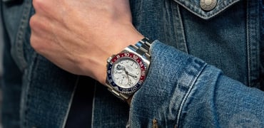 Rolex GMT-Master II ref. 126719BLRO with meteorite dial on wrist