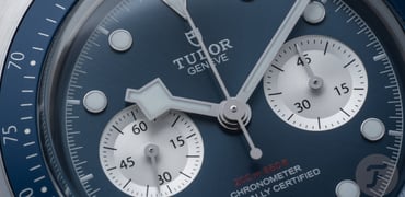 Tudor Black Bay Chronograph Blue Boutique Edition dial close-up