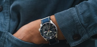 pocket shot of the Seiko 5 Sports Denham Limited Edition SRPL35