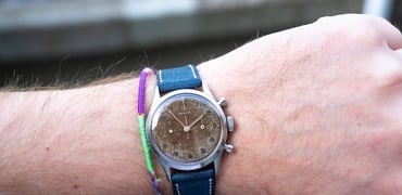 wrist shot of Zenith 143 Yugoslavian Air Force chronograph