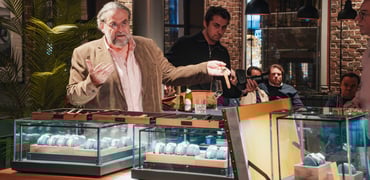 Fred Mandelbaum giving a talk at the Breitling boutique in The Hague